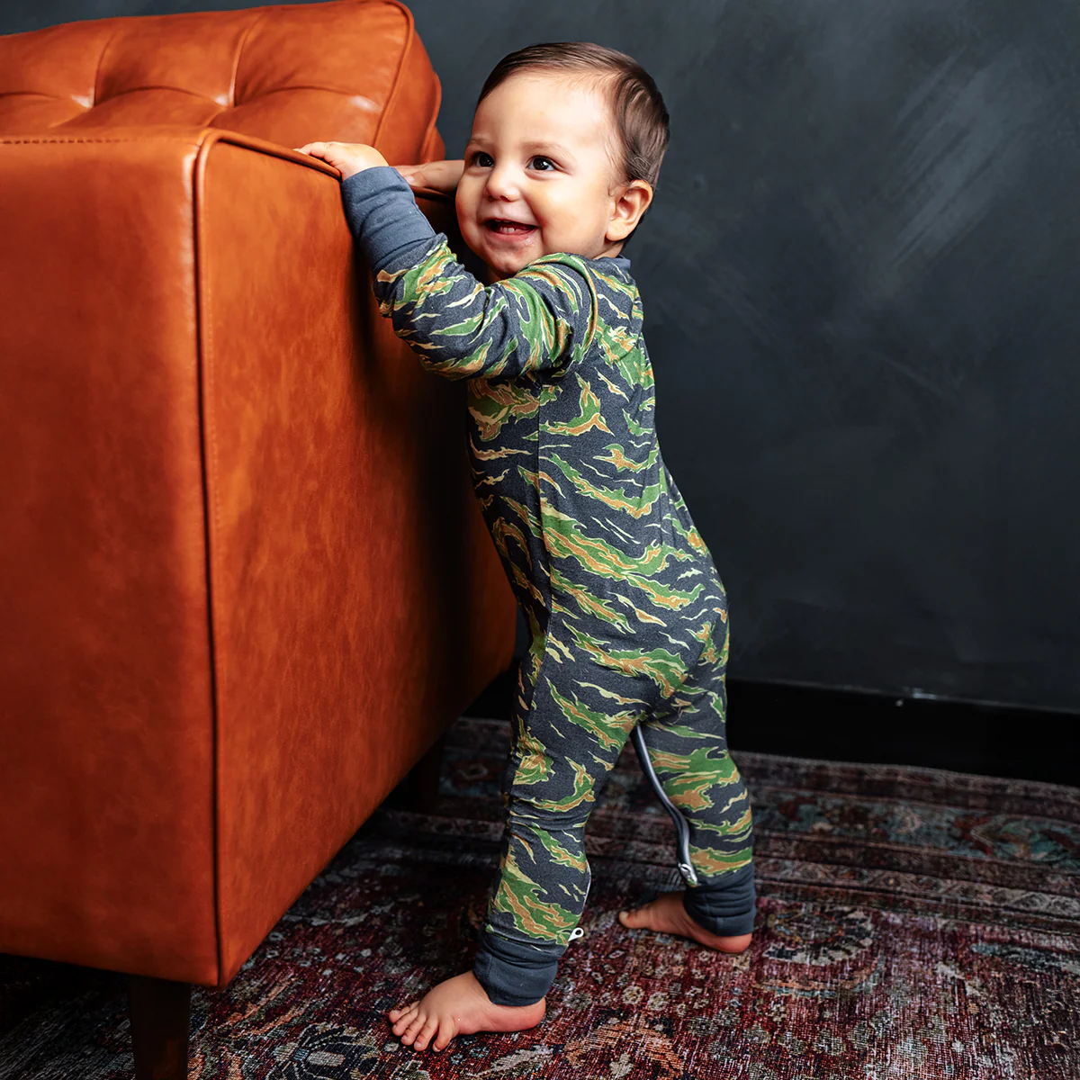 Tiger Stripe Camo Infant Zippie Pajamas - Image 3